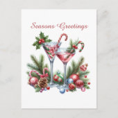 Feestelijke kerstboodschap en cocktails feestdagenkaart (Voorkant)
