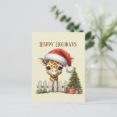 Feestelijke Kerstboodschap giraffe toevoegen Feestdagenkaart (Staand voorkant)