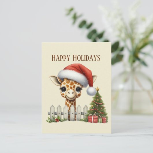 Feestelijke Kerstboodschap giraffe toevoegen Feestdagenkaart (Staand voorkant)