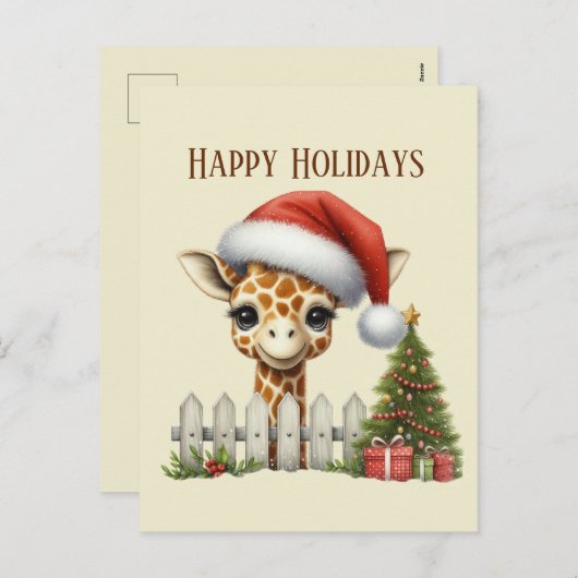 Feestelijke Kerstboodschap giraffe toevoegen Feestdagenkaart (Voorkant / Achterkant)