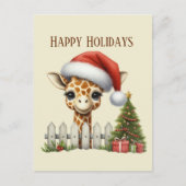 Feestelijke Kerstboodschap giraffe toevoegen Feestdagenkaart (Voorkant)