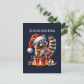 Feestelijke Kerstboodschap toevoegen wasbeer Feestdagenkaart (Staand voorkant)