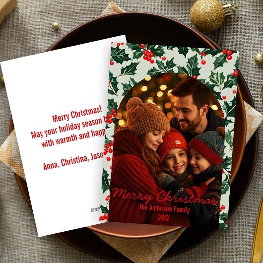 Feestelijke Kerstboog Vormig Foto Lijst Feestdagenkaart