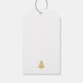 Feestelijke kerstboom aangepaste familienaam zwart cadeaulabel (Achterkant)