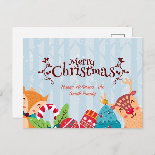 feestelijke kerstboom briefkaart (Voorkant / Achterkant)