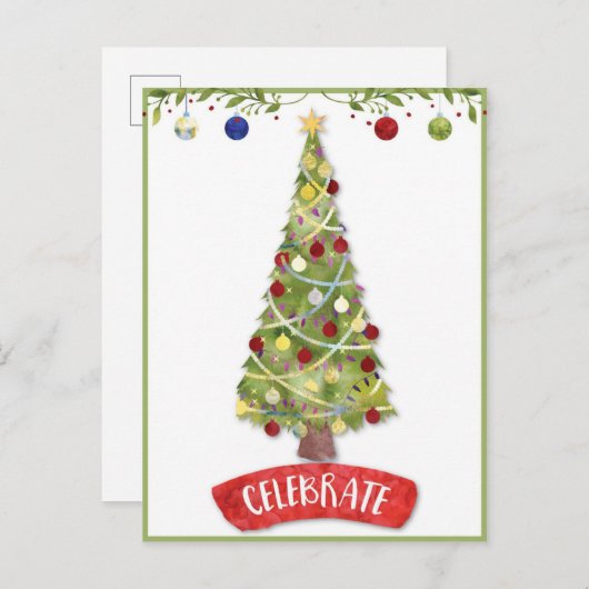 feestelijke kerstboom briefkaart (Voorkant / Achterkant)