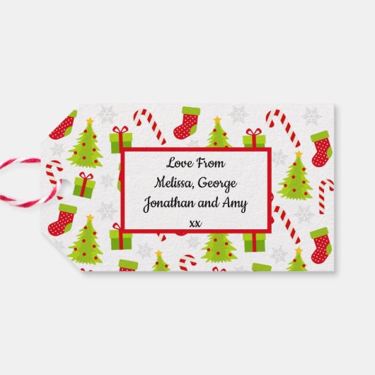 feestelijke kerstboom cadeaulabel (Achterkant Horizontaal)