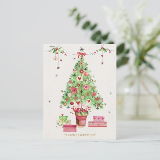 Feestelijke kerstboom & cadeaus Corporate Holiday Briefkaart (Staand voorkant)