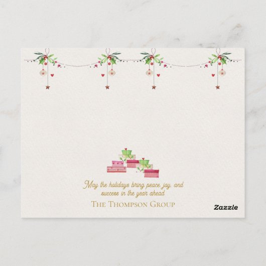 Feestelijke kerstboom & cadeaus Corporate Holiday Briefkaart (Achterkant)