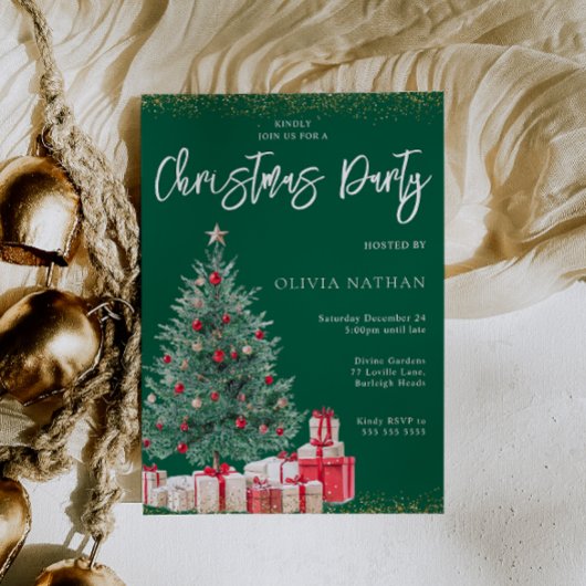 Feestelijke kerstboom & cadeaus Green Christmas Pa Kaart