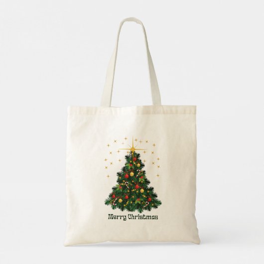 Feestelijke kerstboom Canvas tas (Achterkant)