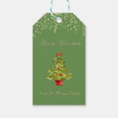 feestelijke kerstboom, Confetti, groen Cadeaulabel (Voorkant)