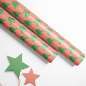 Feestelijke kerstboom - Coral Background Holiday Cadeaupapier