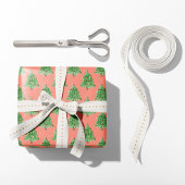 Feestelijke kerstboom - Coral Background Holiday Cadeaupapier
