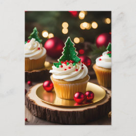 Feestelijke kerstboom cupcake vakantie briefkaart