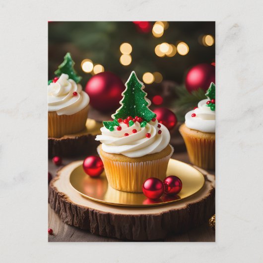Feestelijke kerstboom cupcake vakantie briefkaart (Voorkant)