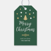 Feestelijke Kerstboom Custom Family Name Green Cadeaulabel (Voorkant)