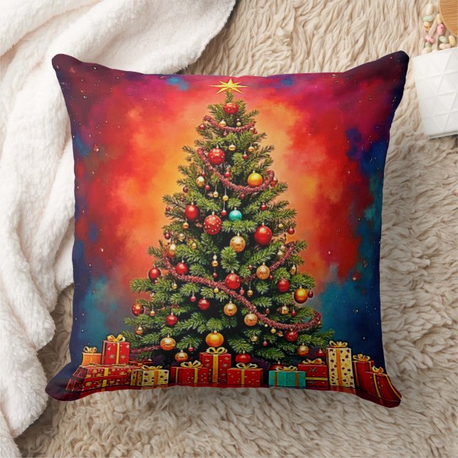 Feestelijke Kerstboom en Kunst van Cadeaus Kussen (Deken)
