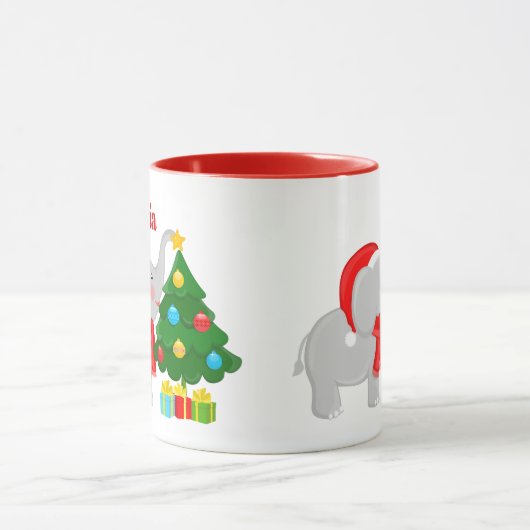 Feestelijke kerstboom en -olifant mok (Midden)