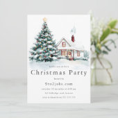 Feestelijke kerstboom en sneeuw Corporate Christma Kaart (Staand voorkant)