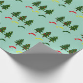 Feestelijke kerstboom en vallende ster patroon cadeaupapier (Hoek)