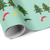 Feestelijke kerstboom en vallende ster patroon cadeaupapier (Rol Hoek)