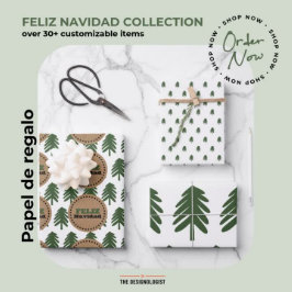 Feestelijke kerstboom FELIZ NAVIDAD Inpakpapier Vel