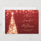 Feestelijke kerstboom Gold Red Wedding Menu Kaart (Voorkant)