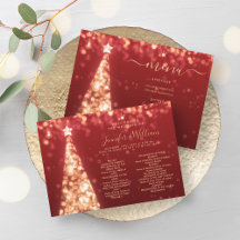 Feestelijke kerstboom Gold Red Wedding Menu Progra