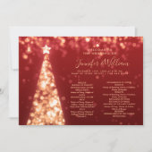 Feestelijke kerstboom Gold Red Wedding Menu Progra Kaart (Voorkant)
