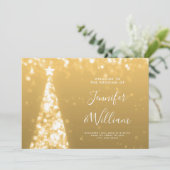 Feestelijke kerstboom Gold Wedding Menu Kaart (Staand voorkant)