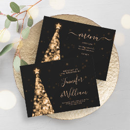 Feestelijke kerstboom Gold Wedding Menu Kaart