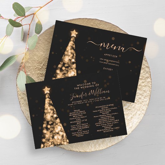 Feestelijke kerstboom Gold Wedding Menu Programma