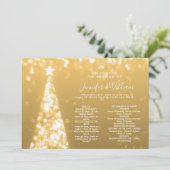 Feestelijke kerstboom Gold Wedding Menu Programma (Staand voorkant)