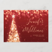 Feestelijke kerstboom Goud Rood Trouwbedankkaart Informatiekaartje (Achterkant)
