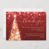 Feestelijke kerstboom Goud Rood Trouwbedankkaart Kaart (Voorkant)