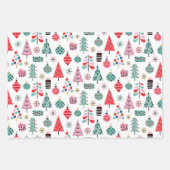 feestelijke kerstboom | grillig vakantiepatroon inpakpapier vel (Voorkant 3)