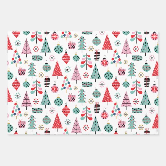 feestelijke kerstboom | grillig vakantiepatroon inpakpapier vel (Voorkant)