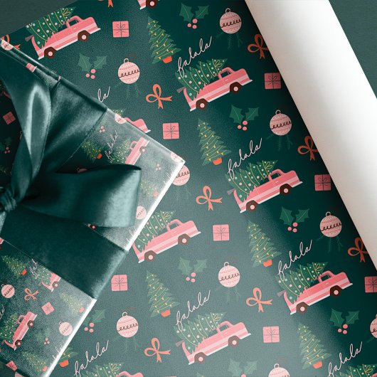 Feestelijke kerstboom Groen  Retro Van Cadeaupapier