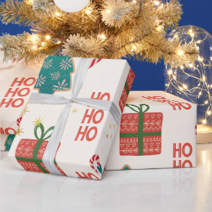 Feestelijke Kerstboom groen rood  Retro Cadeaupapier