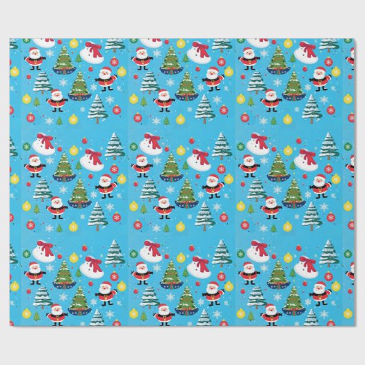 Feestelijke Kerstboom hemelsblauw Inpakpapier (Vlak)