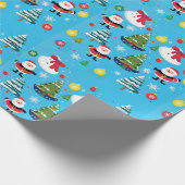 Feestelijke Kerstboom hemelsblauw Inpakpapier (Hoek)