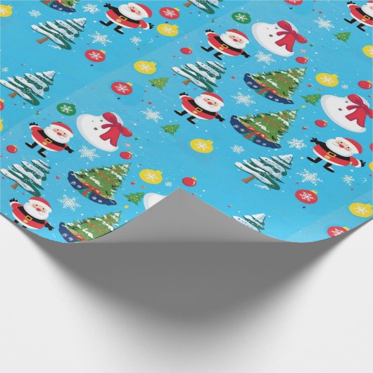 Feestelijke Kerstboom hemelsblauw Inpakpapier (Hoek)