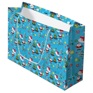 Feestelijke Kerstboom hemelsblauw Inpakpapier Groot Cadeauzakje
