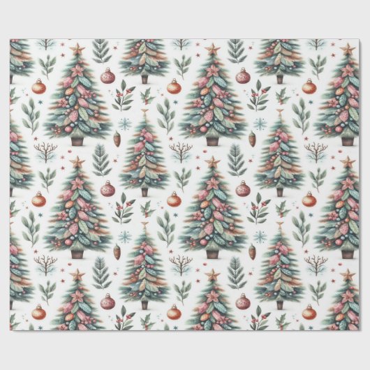 Feestelijke kerstboom inpakpapier (Vlak)