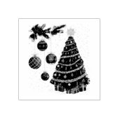 Feestelijke Kerstboom & Kerstballen Rubberstempel (Afrduk)