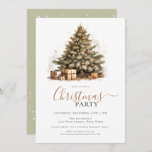 Feestelijke kerstboom kerstfeest kaart (Voorkant / Achterkant)