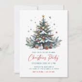Feestelijke kerstboom kerstfeest uitnodiging (Voorkant)