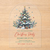 Feestelijke kerstboom kerstfeest uitnodiging (Voorkant)