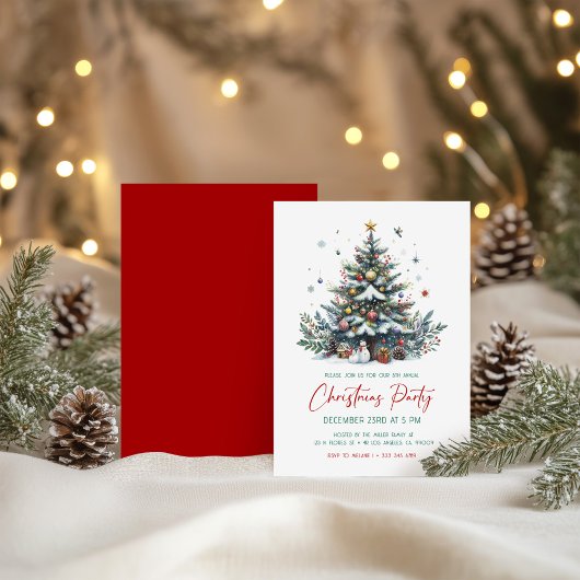 Feestelijke kerstboom kerstfeest uitnodiging